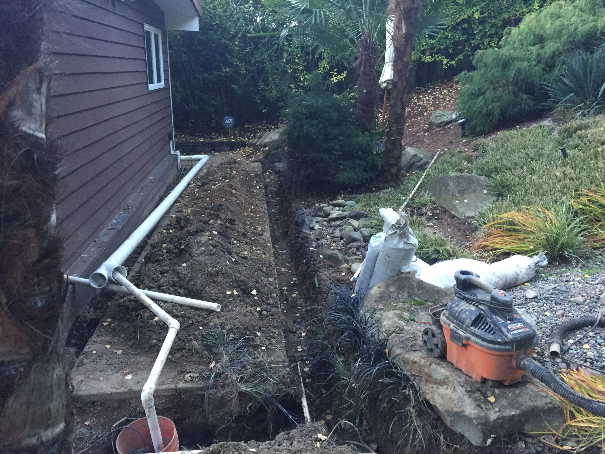 french drain under construction