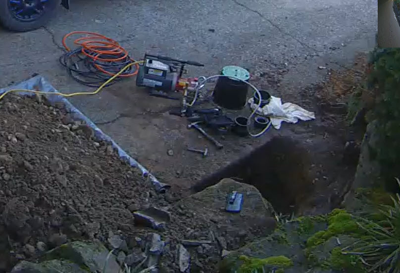 hole dug near driveway